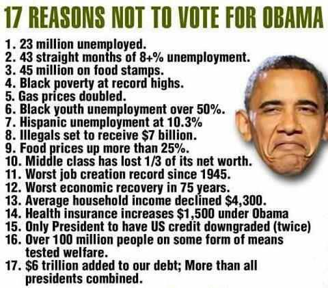 17 reasons not to vote for Obama
