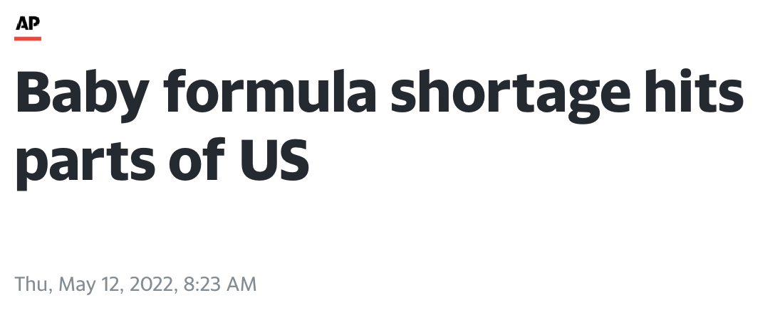 Baby formula shortage hits parts of U.S.